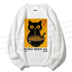 Unisex Kuro Neko Cat Printed Sweatshirt