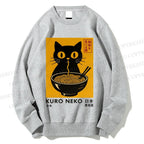 Unisex Kuro Neko Cat Printed Sweatshirt