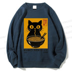 Unisex Kuro Neko Cat Printed Sweatshirt