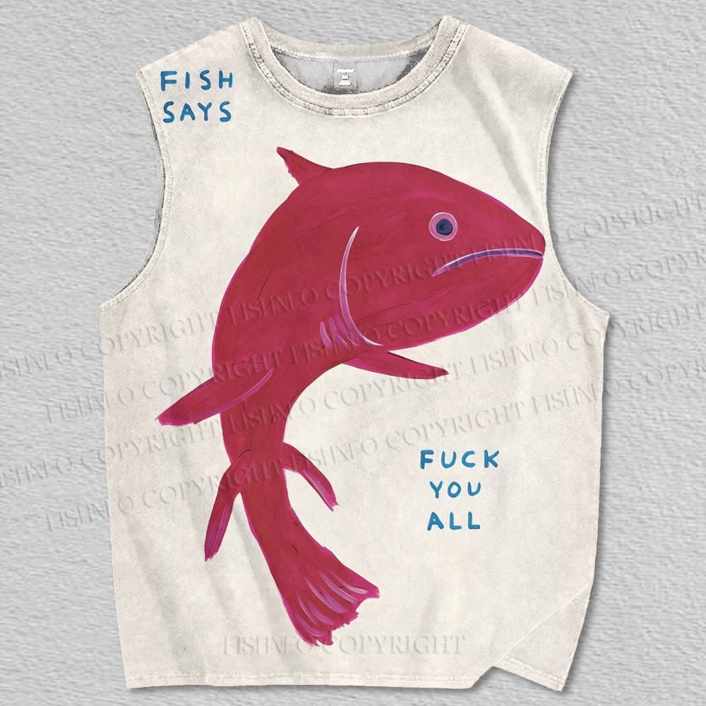 Unisex Cartoon Fish Printed Tank Top