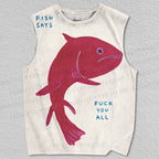 Unisex Cartoon Fish Printed Tank Top