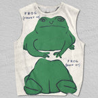 Unisex Cartoon Frog Printed Tank Top