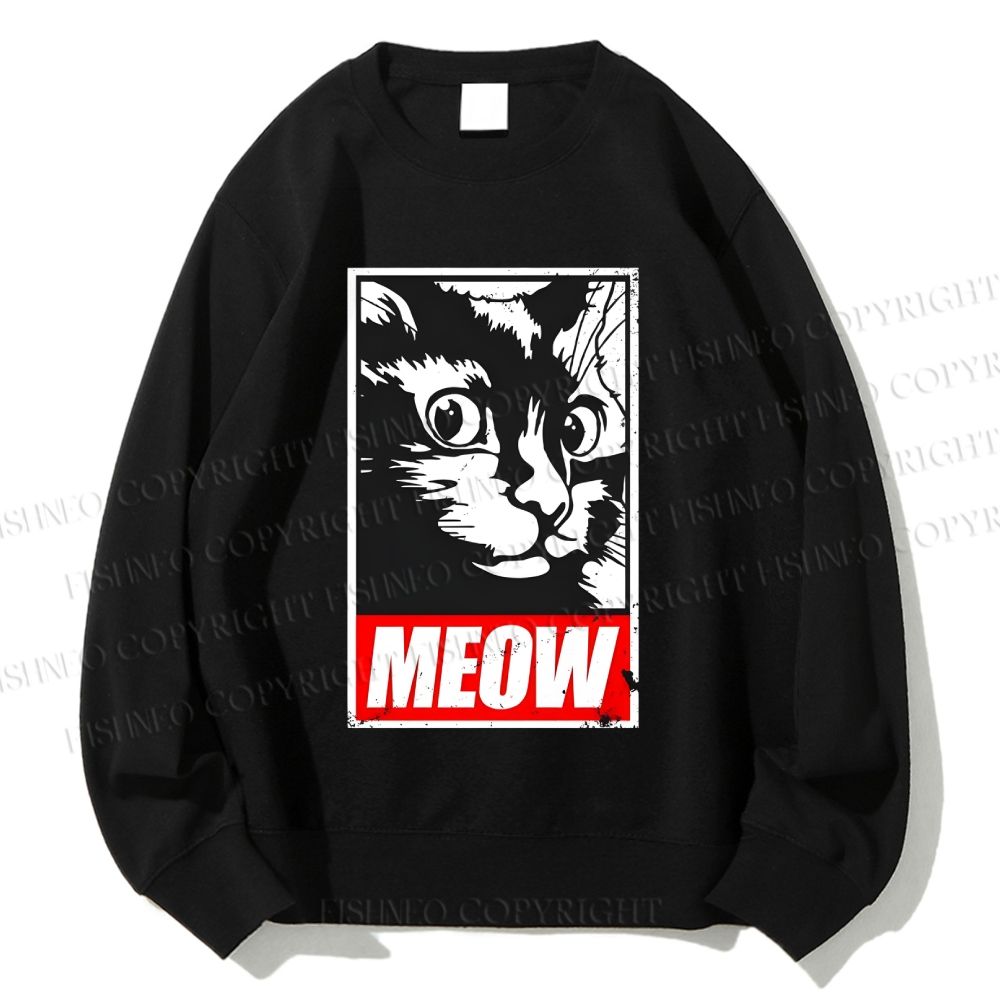 Unisex Meow Printed Sweatshirt