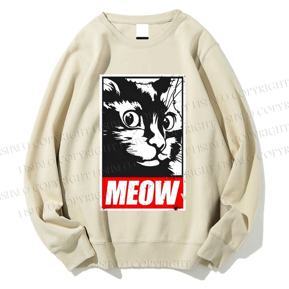 Unisex Meow Printed Sweatshirt