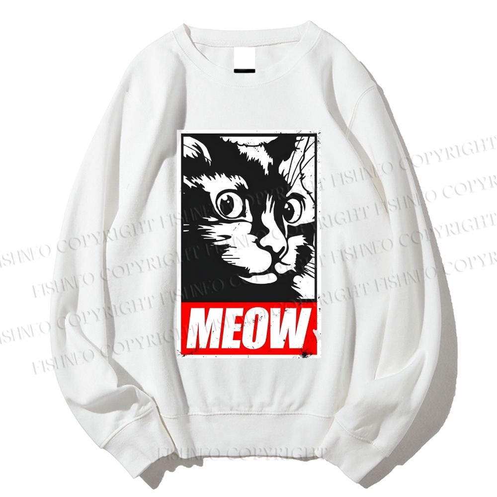 Unisex Meow Printed Sweatshirt