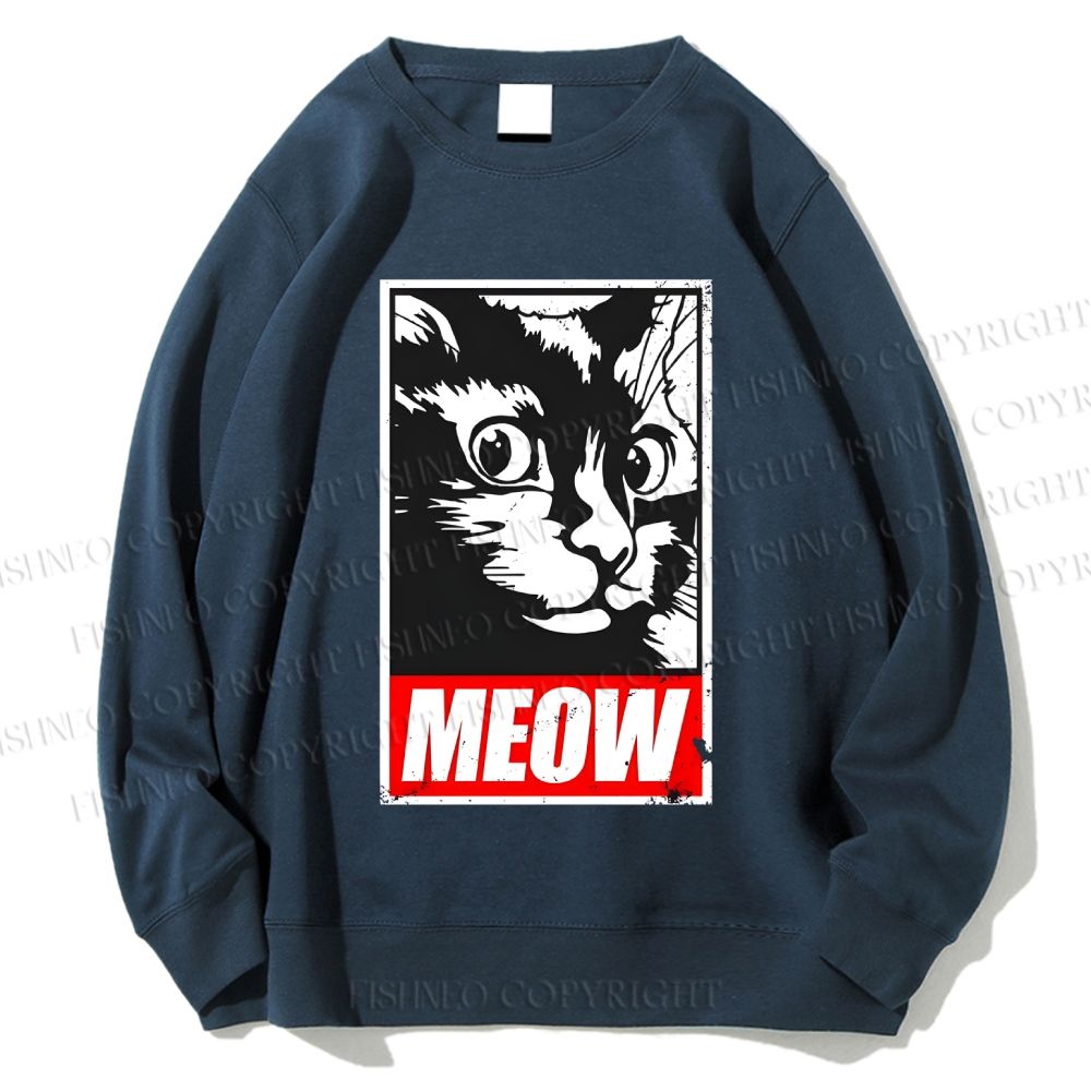Unisex Meow Printed Sweatshirt
