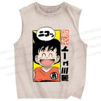 Unisex Son Goku Printed Washed Tank Top