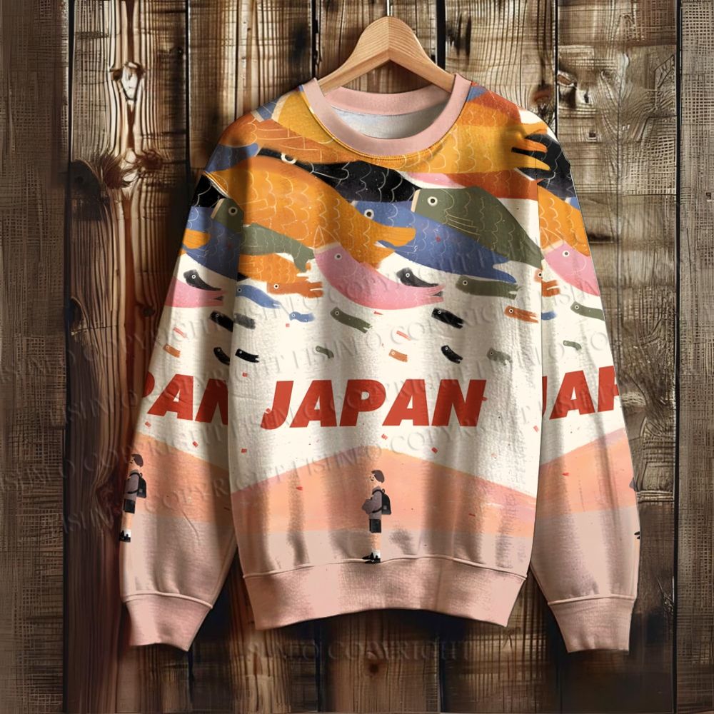 Japanese Fish Kite Printed Sweatshirt