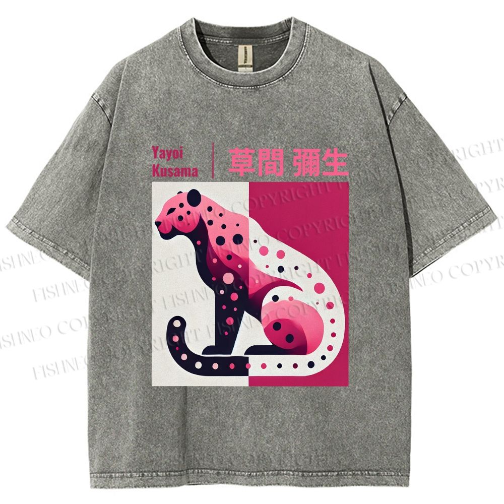 Unisex Yayoi Kusama Pink Panther Printed Washed Tee