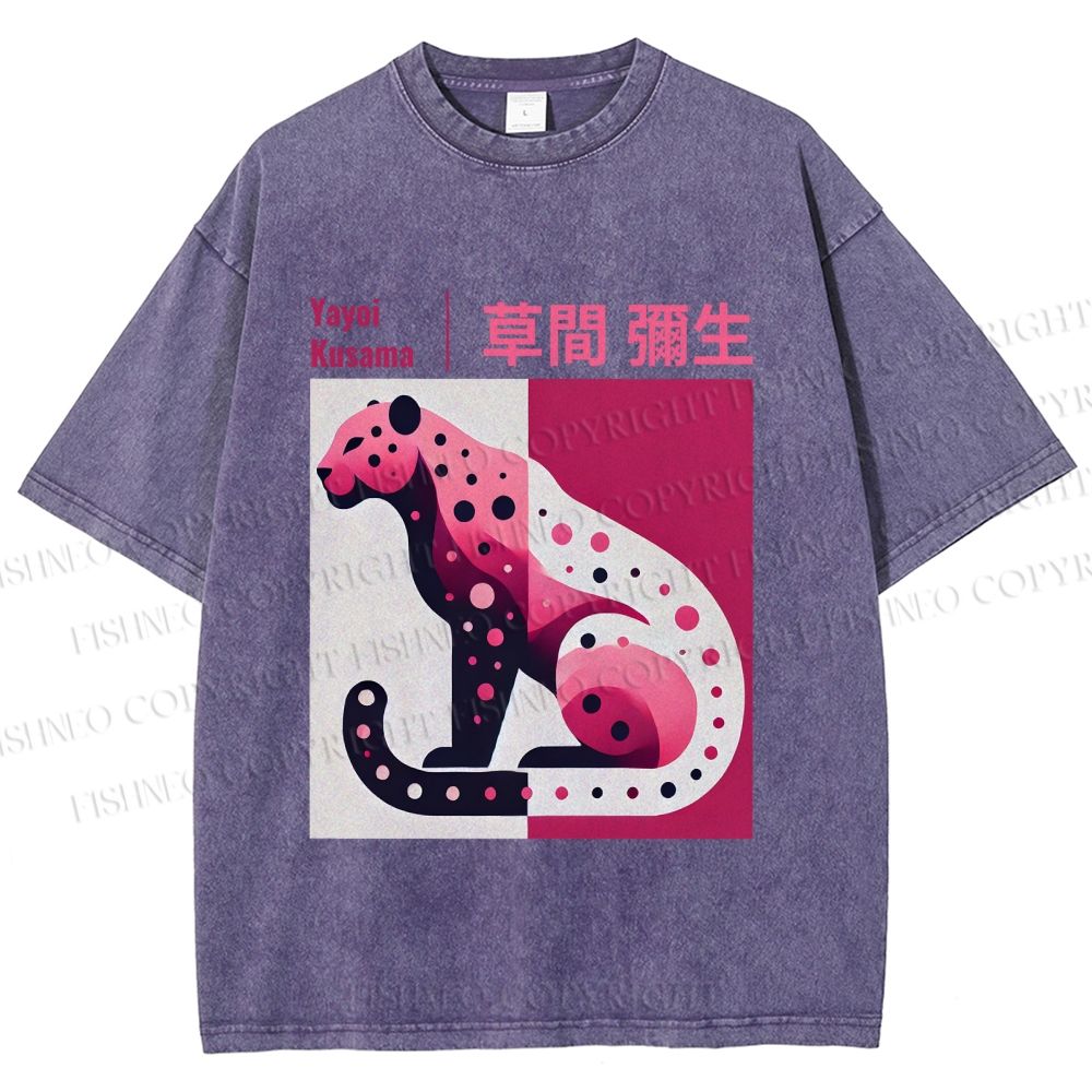 Unisex Yayoi Kusama Pink Panther Printed Washed Tee