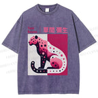 Unisex Yayoi Kusama Pink Panther Printed Washed Tee