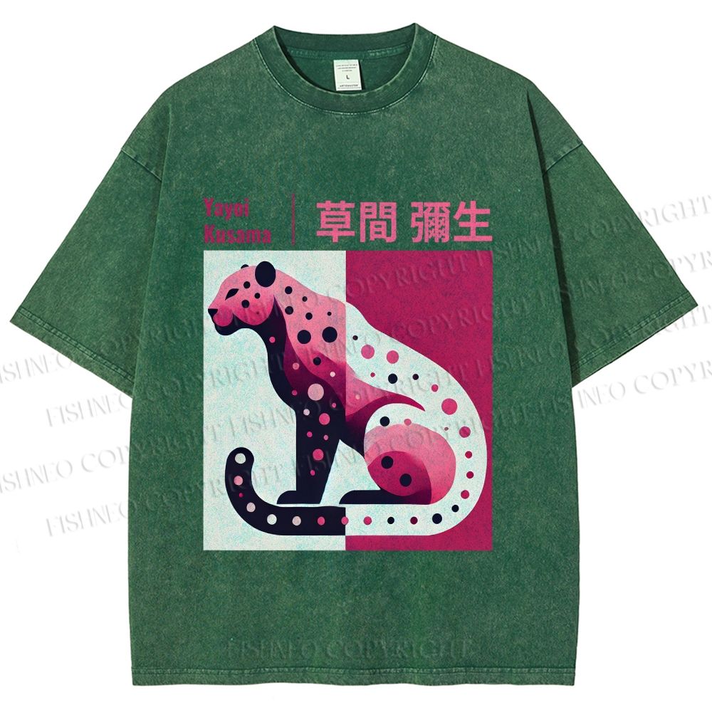 Unisex Yayoi Kusama Pink Panther Printed Washed Tee