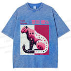 Unisex Yayoi Kusama Pink Panther Printed Washed Tee