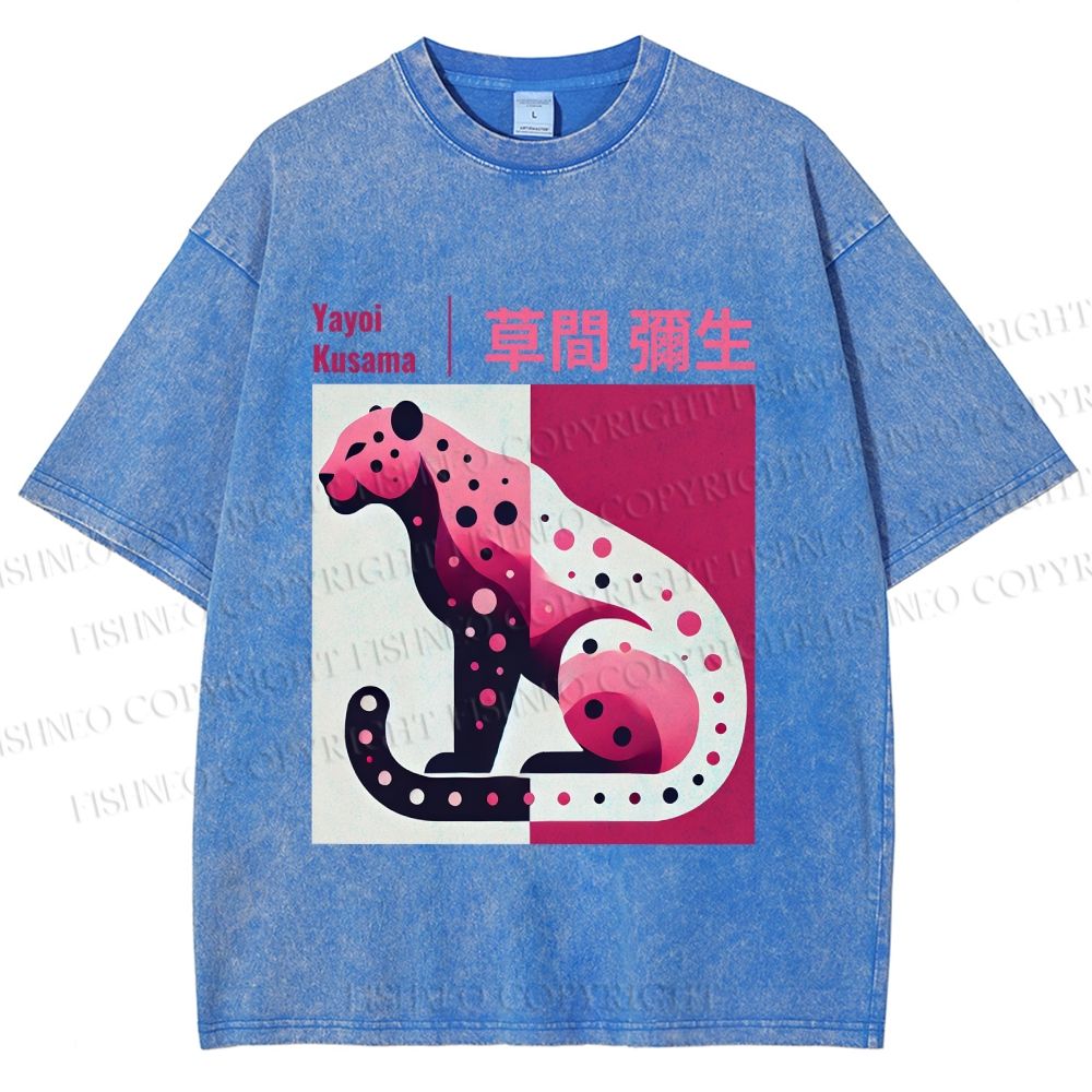 Unisex Yayoi Kusama Pink Panther Printed Washed Tee