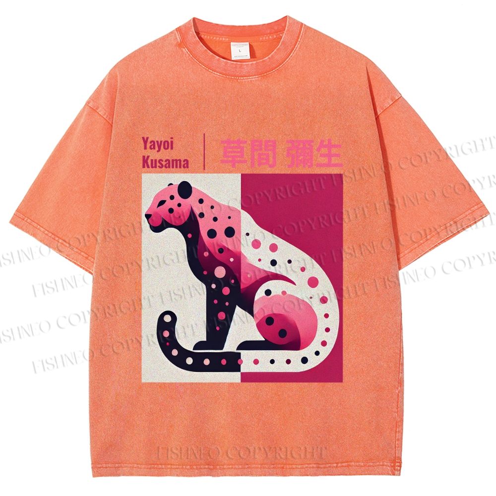 Unisex Yayoi Kusama Pink Panther Printed Washed Tee
