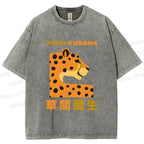 Unisex Yayoi Kusama Panther Printed Washed Tee