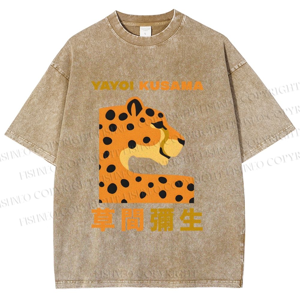 Unisex Yayoi Kusama Panther Printed Washed Tee