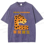Unisex Yayoi Kusama Panther Printed Washed Tee