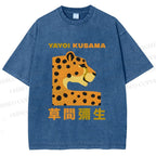 Unisex Yayoi Kusama Panther Printed Washed Tee
