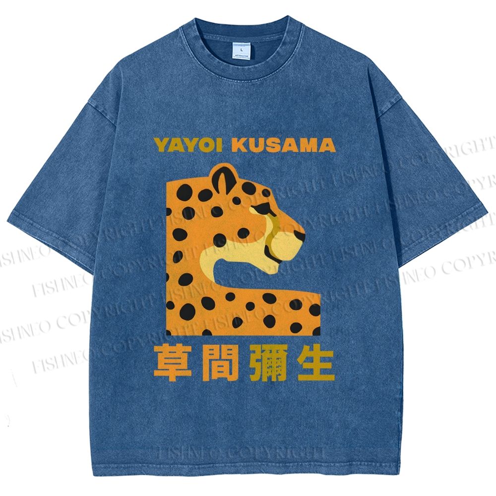Unisex Yayoi Kusama Panther Printed Washed Tee