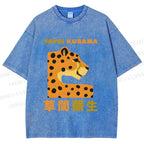 Unisex Yayoi Kusama Panther Printed Washed Tee