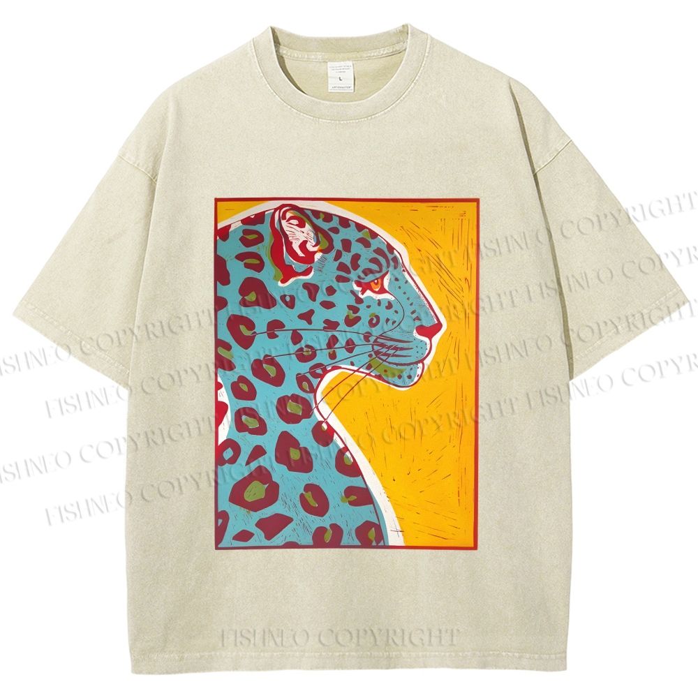 Unisex Blue Panther Printed Washed Tee