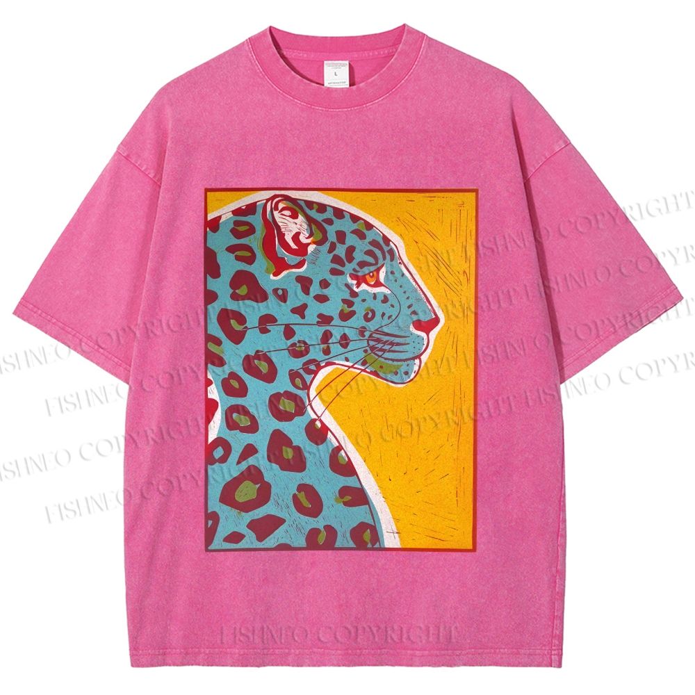 Unisex Blue Panther Printed Washed Tee