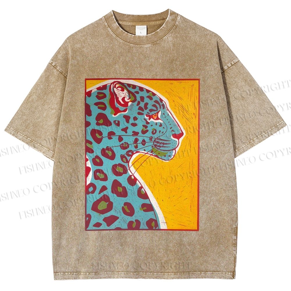 Unisex Blue Panther Printed Washed Tee
