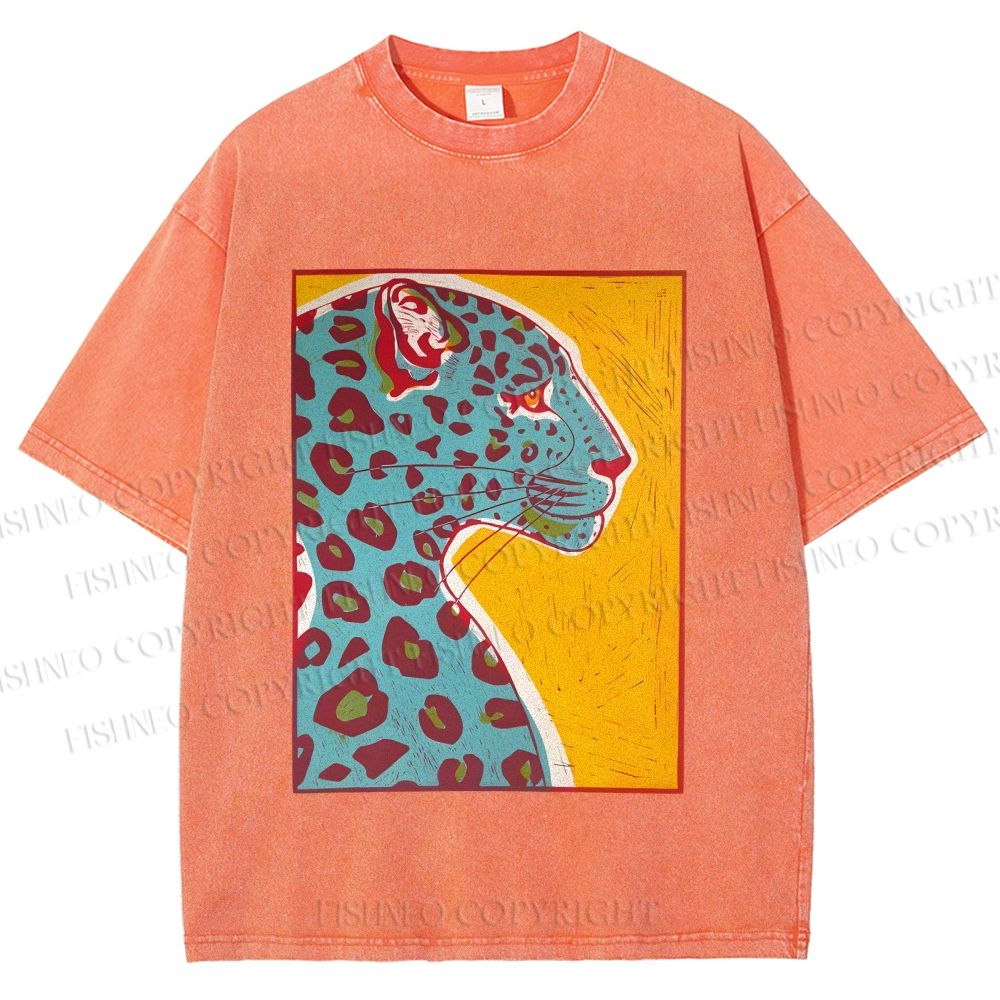 Unisex Blue Panther Printed Washed Tee