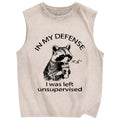Left Unsupervised Raccoon Vintage Distressed Washed Tank Top