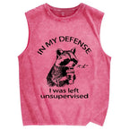 Left Unsupervised Raccoon Vintage Distressed Washed Tank Top