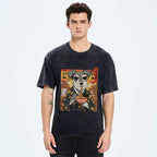 Schnauzer Eating Ramen Washed T-Shirt