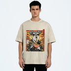 Schnauzer Eating Ramen Washed T-Shirt