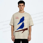 Unisex Two Birds Printed Washed Tee