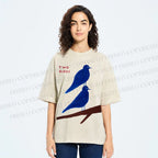 Unisex Two Birds Printed Washed Tee