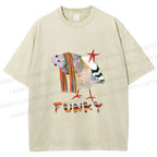 Unisex Funky Pigeon With a Funky Scarf Printed Washed Tee
