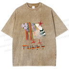 Unisex Funky Pigeon With a Funky Scarf Printed Washed Tee