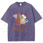 Unisex Funky Pigeon With a Funky Scarf Printed Washed Tee