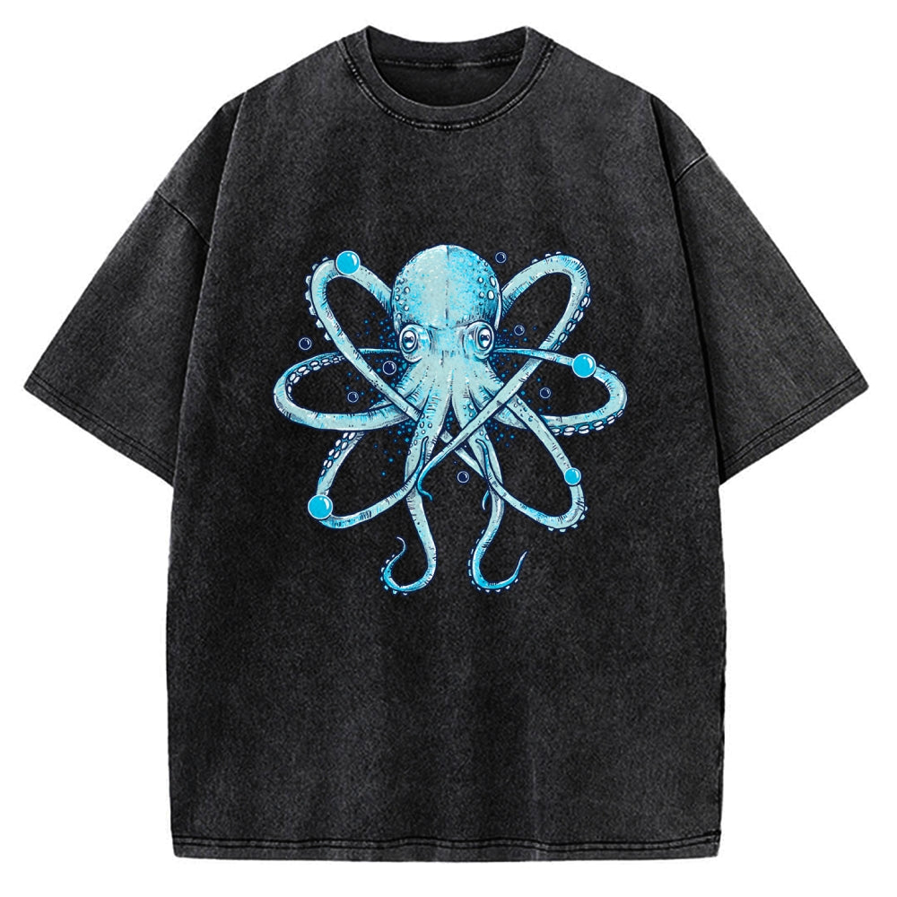 Unisex Atomic Octopus Vintage Washed T-shirt
