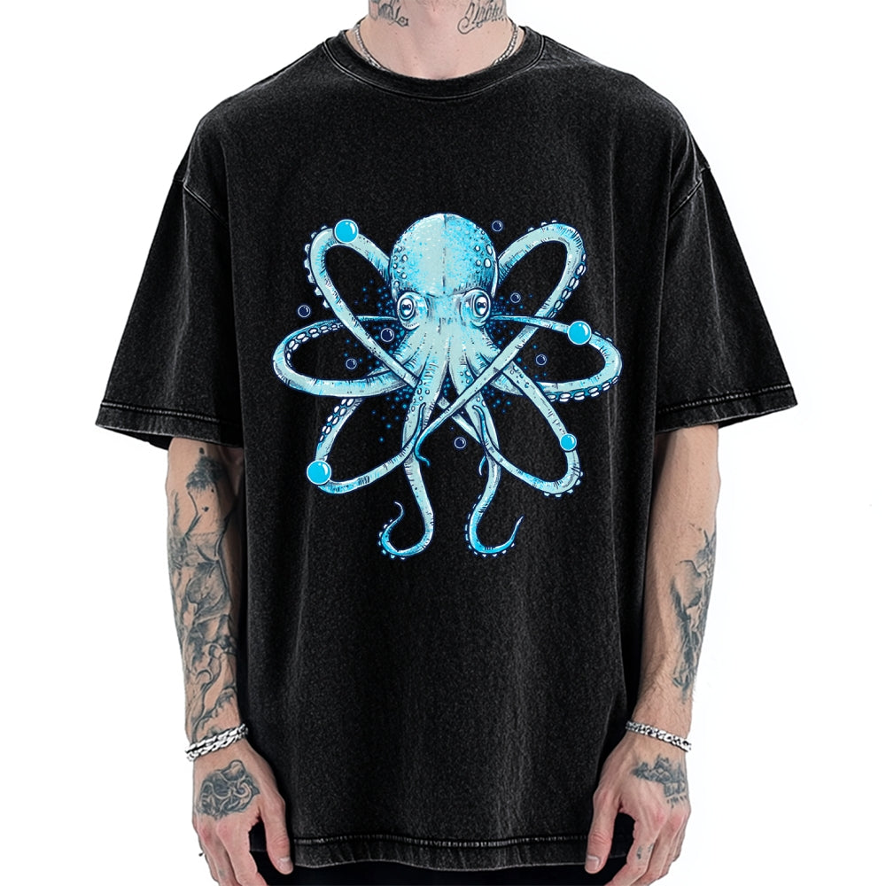 Unisex Atomic Octopus Vintage Washed T-shirt