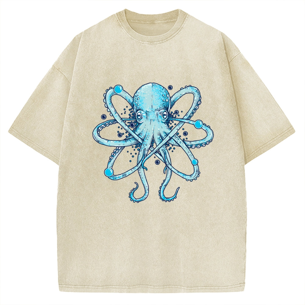 Unisex Atomic Octopus Vintage Washed T-shirt