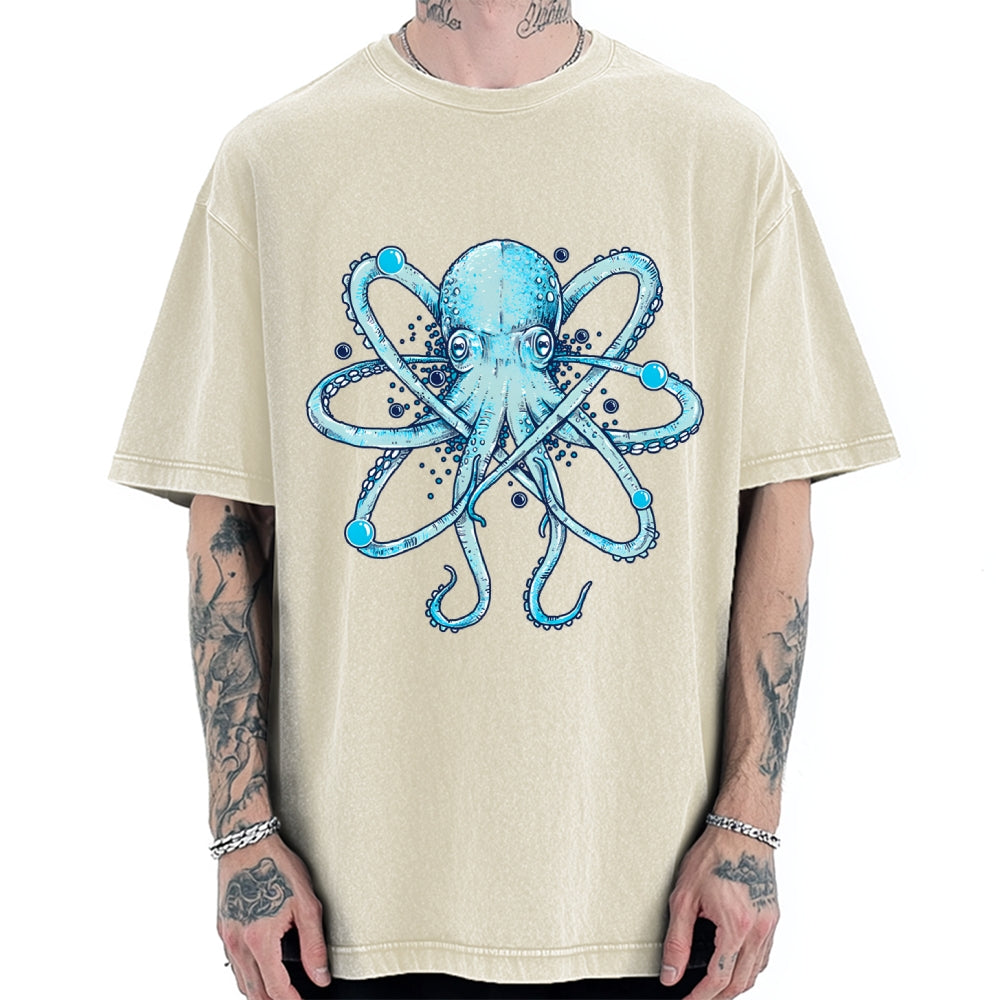 Unisex Atomic Octopus Vintage Washed T-shirt