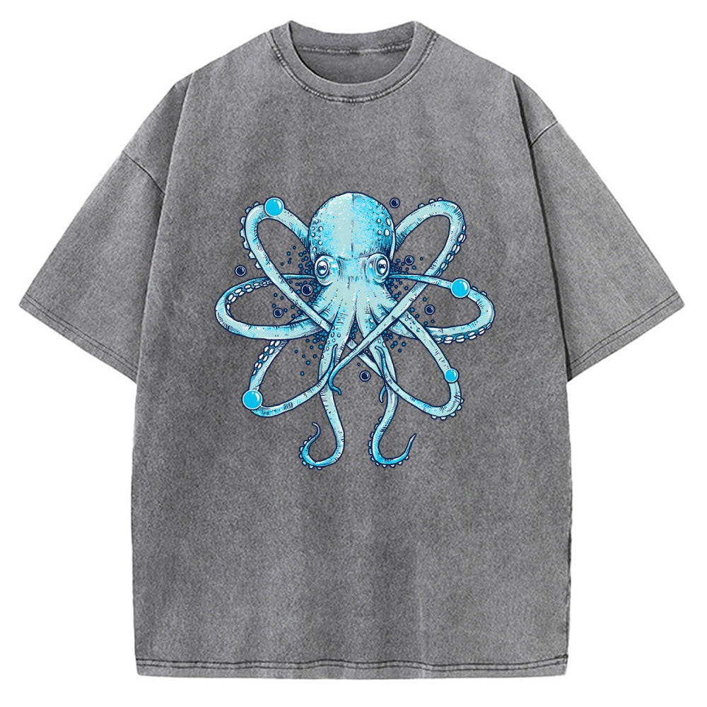 Unisex Atomic Octopus Vintage Washed T-shirt