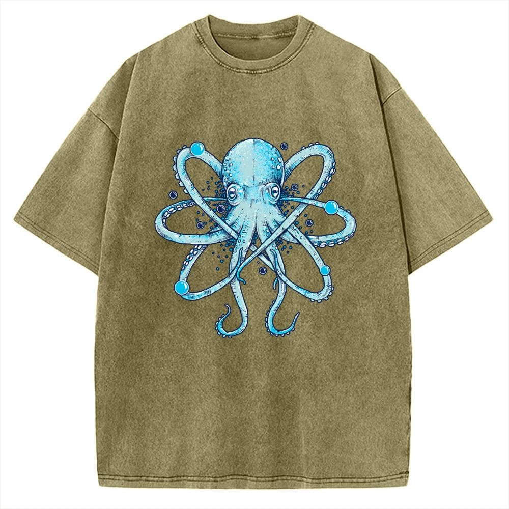 Unisex Atomic Octopus Vintage Washed T-shirt