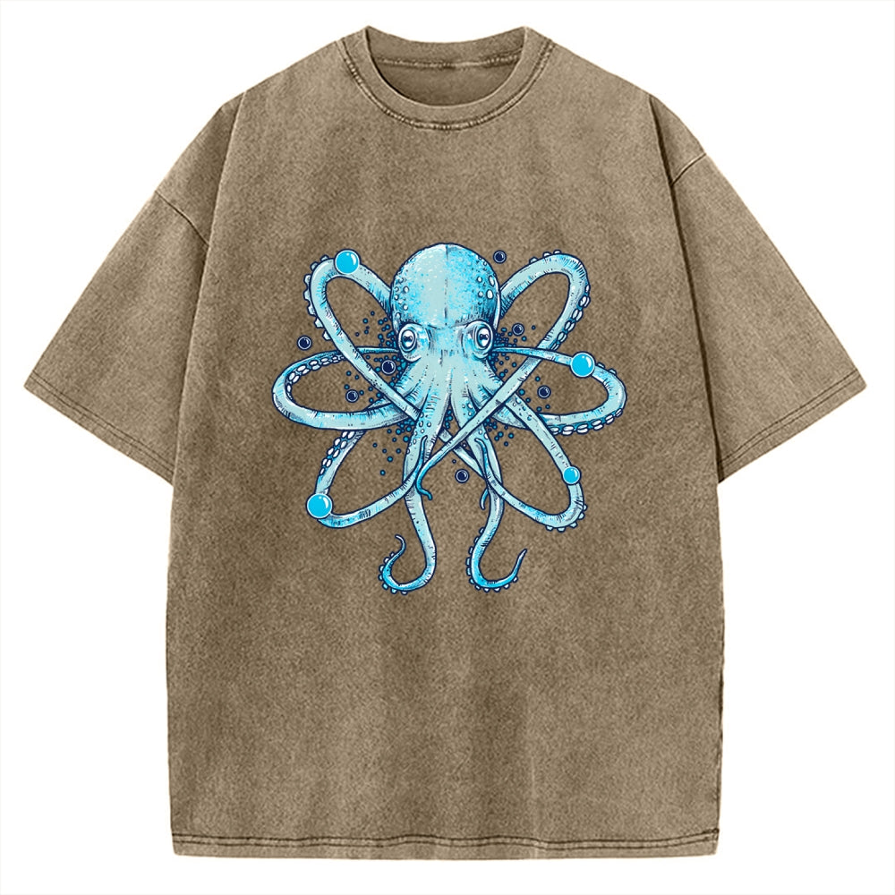 Unisex Atomic Octopus Vintage Washed T-shirt