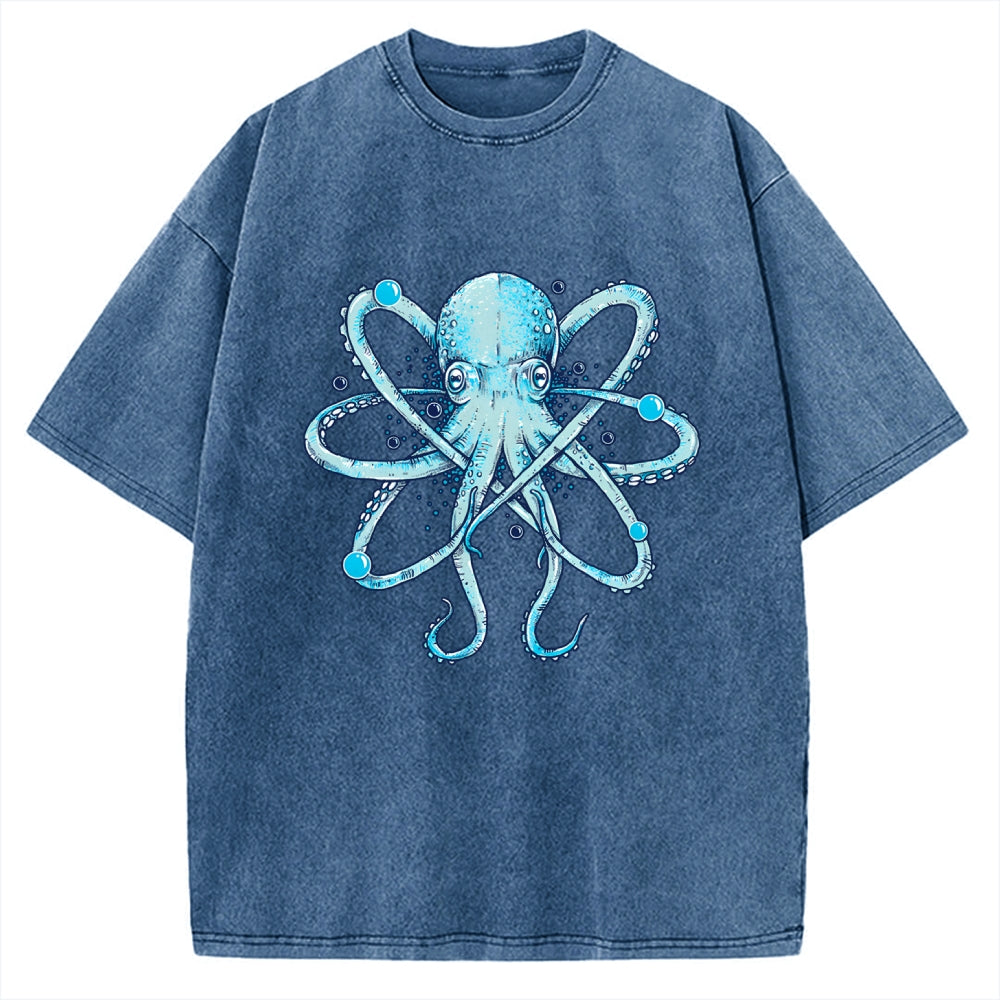 Unisex Atomic Octopus Vintage Washed T-shirt
