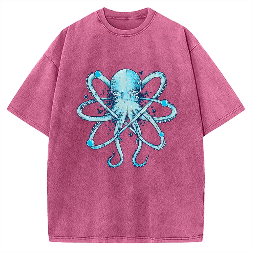 Unisex Atomic Octopus Vintage Washed T-shirt