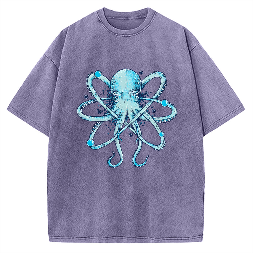 Unisex Atomic Octopus Vintage Washed T-shirt