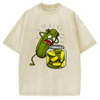How Did I Turn Into Kimchi Interesting Pickled Cucumber Pattern. Vintage Washed T-shirt