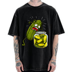 How Did I Turn Into Kimchi Interesting Pickled Cucumber Pattern. Vintage Washed T-shirt